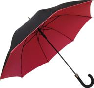 🌂 smati stick umbrella: double-layered french design, fashionable & sturdy - red-black color, 8 fiberglass ribs windproof логотип