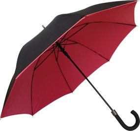 img 4 attached to 🌂 SMATI Stick Umbrella: Double-Layered French Design, Fashionable & Sturdy - Red-Black Color, 8 Fiberglass Ribs Windproof