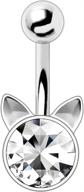 🐱 cocobul body jewelry 316l stainless steel crystal feline navel ring logo