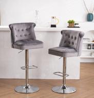 регулируемые поворотные барные стулья со спинкой, набор из 2, кухонные островные стулья с высотой стойки для домашнего паба, светло-серый логотип