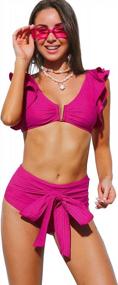 img 4 attached to Women'S Ruffle High Waist Swimsuit: SPORLIKE Two Pieces Push Up Tropical Print Bikini