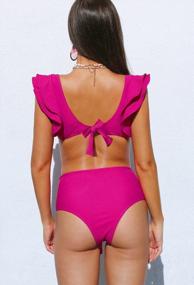 img 1 attached to Women'S Ruffle High Waist Swimsuit: SPORLIKE Two Pieces Push Up Tropical Print Bikini