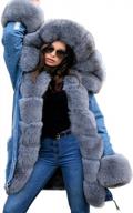 roiii women's plus size parkas: military-style denim coats with faux fur lining for winter warmth логотип