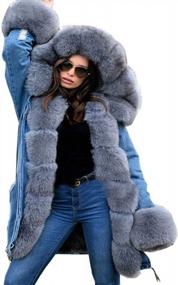 img 4 attached to Roiii Women'S Plus Size Parkas: Military-Style Denim Coats With Faux Fur Lining For Winter Warmth