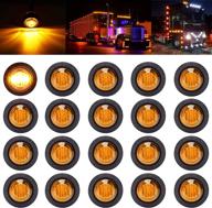 🚛 pseqt 3/4" round led clearance lights: enhance visibility for pickup trailer truck car bus rv with 20pcs amber side front rear marker lights логотип