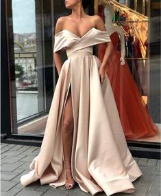 img 3 attached to Prom Dress With Split Long Evening Gown Off Shoulder Prom Party Dress