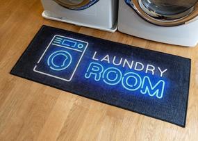 img 4 attached to Soft Woven Rugs, 24X56 Laundry Room Rug, 85% Cotton, Funny Non Skid Rubber Laundry Mats, Machine Washable, Runner Floor Mat For Washroom, Bathroom, Kitchen Decor, Laundry Room Neon