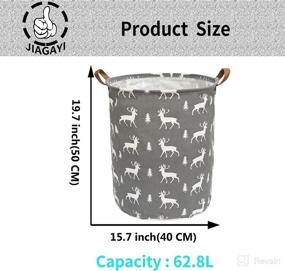 img 3 attached to 📦 Efficient Storage Solution: JIAGAYI Foldable Laundry Hamper - Large Round Waterproof Organizer with Handles for Home Storage, Room Toys Books Bin, Bedroom Clothes Nursery Basket (Grey Deer)