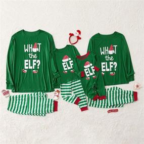 img 1 attached to 🎅 IFFEI Matching Family Christmas Pajamas Sets with Elf Tee and Striped Bottom PJ's