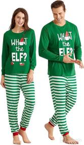 img 3 attached to 🎅 IFFEI Matching Family Christmas Pajamas Sets with Elf Tee and Striped Bottom PJ's