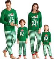 🎅 iffei matching family christmas pajamas sets with elf tee and striped bottom pj's logo