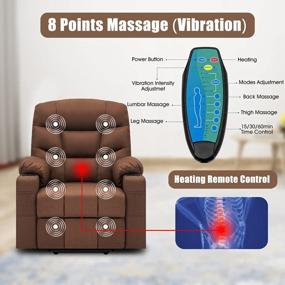 img 2 attached to CDCASA Power Lift Recliner Chair For Elderly Electric Massage Sofa With Heated,Side Pockets,Cup Holders, USB Ports, Remote Control,Fabric Living Room Reclining Bed, Brown