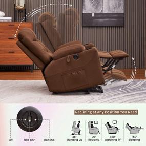 img 1 attached to CDCASA Power Lift Recliner Chair For Elderly Electric Massage Sofa With Heated,Side Pockets,Cup Holders, USB Ports, Remote Control,Fabric Living Room Reclining Bed, Brown