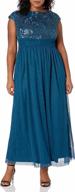 le bos women's plus size long dress with sequin bodice and tulle skirt logo