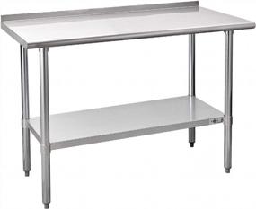 img 4 attached to 24X48 Inch Profeeshaw Stainless Steel NSF Commercial Prep Table W/ Backsplash & Undershelf For Kitchen Restaurant