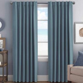 img 4 attached to Transform Your Room With H.VERSAILTEX Blackout Curtains - Stone Blue, Thermal Insulated, Room Darkening Draperies For Living Room And Bedroom (52 X 84 Inch, 2 Panels)