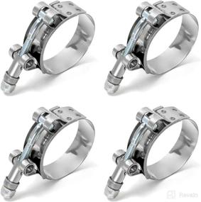 img 4 attached to 🔧 QWORK 2" T-Bolt Hose Clamps Stainless Steel - 4 Pack for 2" Hose ID, Turbo Intake Intercooler Hose Range 58mm-65mm