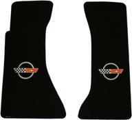 🚗 c4 corvette classic loop black floor mats set: 1984-90 with silver circle flags logo - a perfect fit! logo