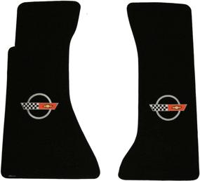 img 2 attached to 🚗 C4 Corvette Classic Loop Black Floor Mats Set: 1984-90 with Silver Circle Flags Logo - A Perfect Fit!