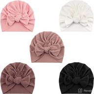 👶 dreshow bqubo baby turban hats: 5-piece bundle of soft, cute and stylish turban bun knot hats for baby girls logo