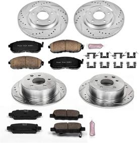 img 1 attached to Enhanced Performance Kit: Power Stop K6095 Front and Rear Z23 Carbon Fiber Brake Pads with Drilled & Slotted Brake Rotors