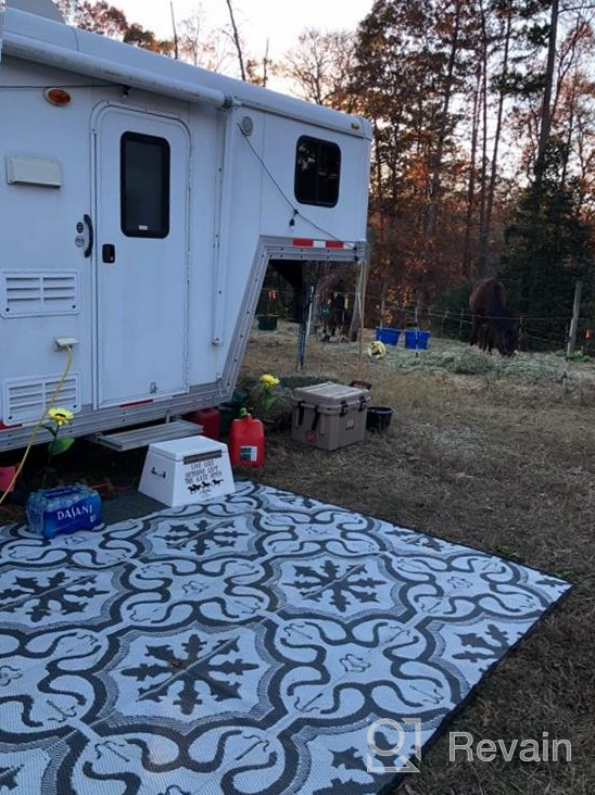 img 1 attached to RV Outdoor Mat: LATCH.IT 5X8 Boho Style Reversible Rug Ideal For Camping & Camper Use – The Ultimate RV Patio Rug For All Occasions! review by Justin Bishop