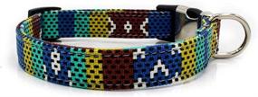 img 3 attached to Blue Dots Canvas Dog Collar With Artistic Print And Half-Metal Buckle For Puppy And Cat Seatbelt By Tangpan (Size L)
