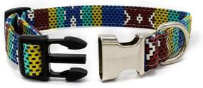 img 2 attached to Blue Dots Canvas Dog Collar With Artistic Print And Half-Metal Buckle For Puppy And Cat Seatbelt By Tangpan (Size L)