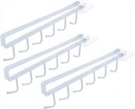 organize your kitchen cupboard with anrui under cabinet mug hooks - 6-hook rack for coffee bar & utensils - nail-free, white (3 pcs) logo