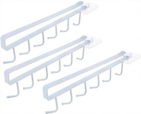 img 4 attached to Organize Your Kitchen Cupboard With AnRui Under Cabinet Mug Hooks - 6-Hook Rack For Coffee Bar & Utensils - Nail-Free, White (3 Pcs)