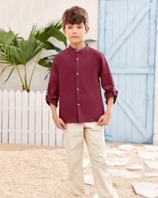 img 1 attached to Casual And Comfortable: Cotton Linen Button Down Shirts For Toddler Boys