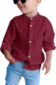 img 3 attached to Casual And Comfortable: Cotton Linen Button Down Shirts For Toddler Boys