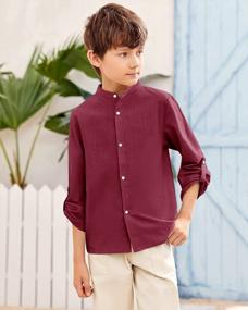 img 2 attached to Casual And Comfortable: Cotton Linen Button Down Shirts For Toddler Boys