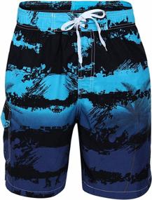 img 4 attached to Cogild Mens Swim Trunks, Colorful Printed Coconut Tree Long Swimming Trunks, Quick Dry Board Shorts With Mesh Lining