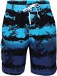 cogild mens swim trunks, colorful printed coconut tree long swimming trunks, quick dry board shorts with mesh lining logo