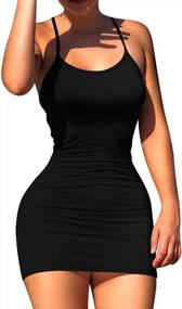 img 4 attached to Sexy Spaghetti Strap Tank Dress: LCNBA Basic Backless Bodycon Club Party Mini Dress