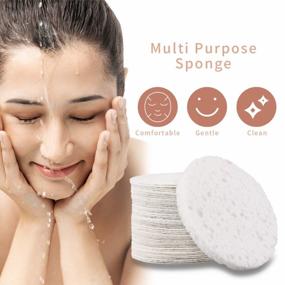 img 3 attached to Белые целлюлозные губки для лица GAINWELL, 50 сжатых косметических спа-губок для очищения, отшелушивающей маски и снятия макияжа