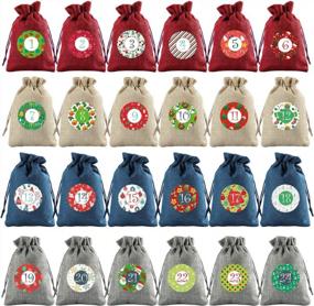 img 2 attached to Toyvian Christmas Advent Calendar Bags 2020,24 Days Burlap Bags With Drawstring Gift Pouches Candy Sacks DIY Decorations For Xmas Countdown