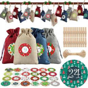 img 4 attached to Toyvian Christmas Advent Calendar Bags 2020,24 Days Burlap Bags With Drawstring Gift Pouches Candy Sacks DIY Decorations For Xmas Countdown