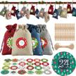 toyvian christmas advent calendar bags 2020,24 days burlap bags with drawstring gift pouches candy sacks diy decorations for xmas countdown logo