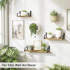 img 3 attached to Rustic Wood Floating Shelves Set of 3 - Love-KANKEI Wall Mounted Storage for Bedroom, Living Room, Bathroom, Kitchen, Office - Carbonized Black