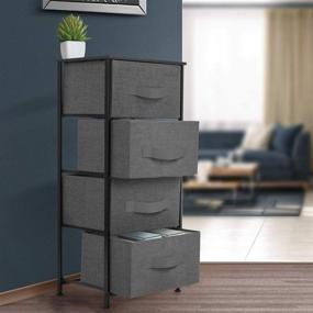 img 3 attached to 🗄️ Sorbus Dresser with 4 Drawers - Versatile and Stylish Tall Storage Tower Organizer for Bedroom, Hallway, Closet, College Dorm - Clothes Chest Drawer with Steel Frame and Wooden Top - Easy Pull Fabric Bins (Black/Charcoal)