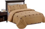 marcielo 3-piece embroidery quilt set bedspread bed coverlets cover set, emma gold( oversize, gold) logo