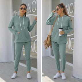 img 2 attached to WIHOLL Women'S Sweatsuit Set With Kangaroo Pockets - Two Piece Hoodie And Sweatpants Jogging Suit