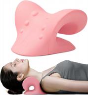 say goodbye to neck and shoulder pain with the cervical traction device – a chiropractic pillow for effective tmj pain relief and spine alignment, neck stretcher (pink) логотип