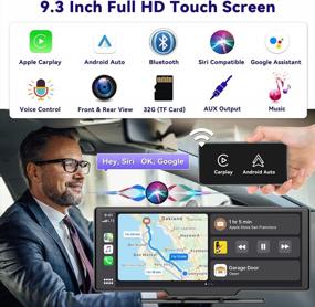 img 3 attached to Newest 9.3 Inch Touchscreen Wireless Apple Carplay Android Auto Portable Car Stereo Radio With Dash Front & Backup Camera, 32G TF Card, Bluetooth AUX FM, Car Audio Receivers For 7-32V Vehicles Trucks