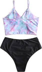 img 2 attached to 👙 Stylish ZAFUL Black Cirss Women's Swimsuit: Flattering Waisted Swimwear for Fashionable Swim Cover-Ups!