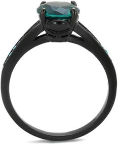 img 2 attached to 💍 Stunning Marimor Jewelry: Blue Green Zirconia Black Stainless Steel Engagement Ring for Women (Sizes 5-10)