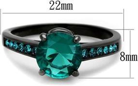 img 3 attached to 💍 Stunning Marimor Jewelry: Blue Green Zirconia Black Stainless Steel Engagement Ring for Women (Sizes 5-10)