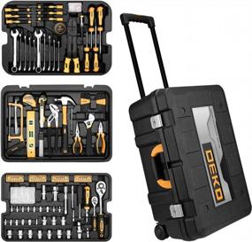 img 4 attached to DEKOPRO 258-Piece Portable Mechanics Tool Kit With Rolling Box For Socket Wrenches, Hand Tools, And Trolley Case